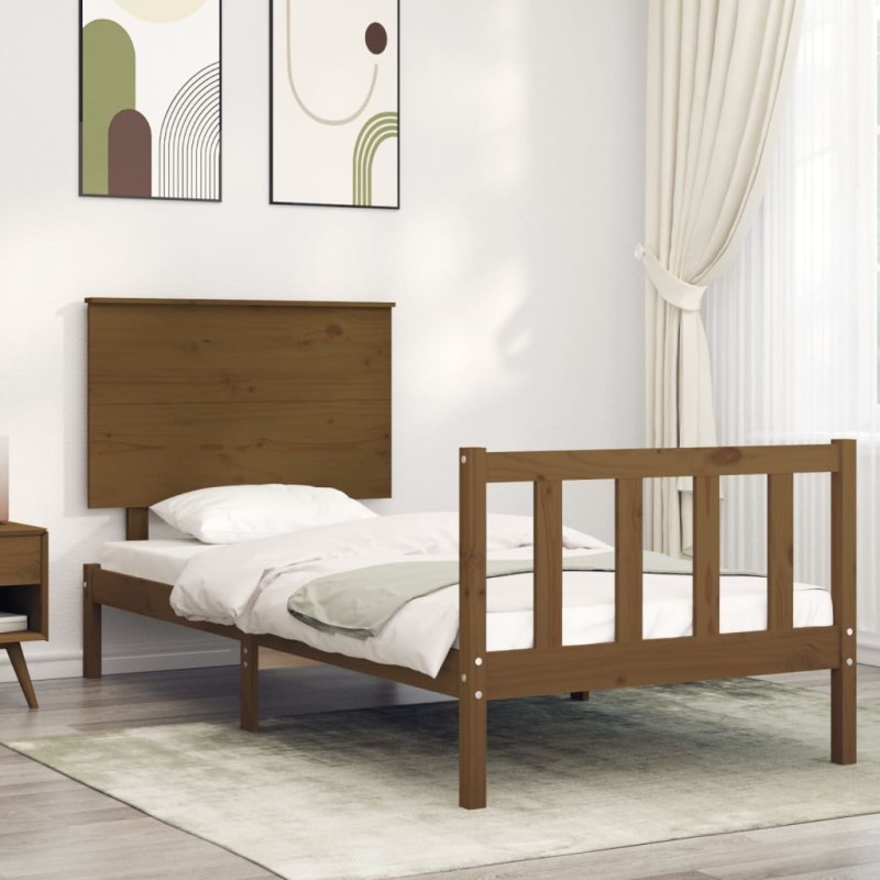 vidaXL Massivholzbett mit Kopfteil Honigbraun vidaXL Massivholzbett mit Kopfteil Honigbraun