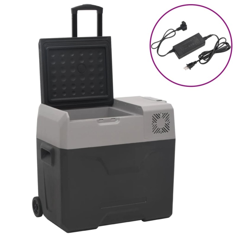 vidaXL Kühlbox mit Rollen und Adapter Schwarz & Grau 40 L Polypropylen vidaXL Kühlbox mit Rollen und Adapter Schwarz & Grau 40 L Polypropylen