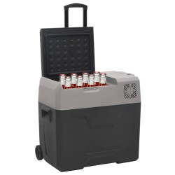 vidaXL Kühlbox mit Rollen und Adapter Schwarz & Grau 40 L Polypropylen