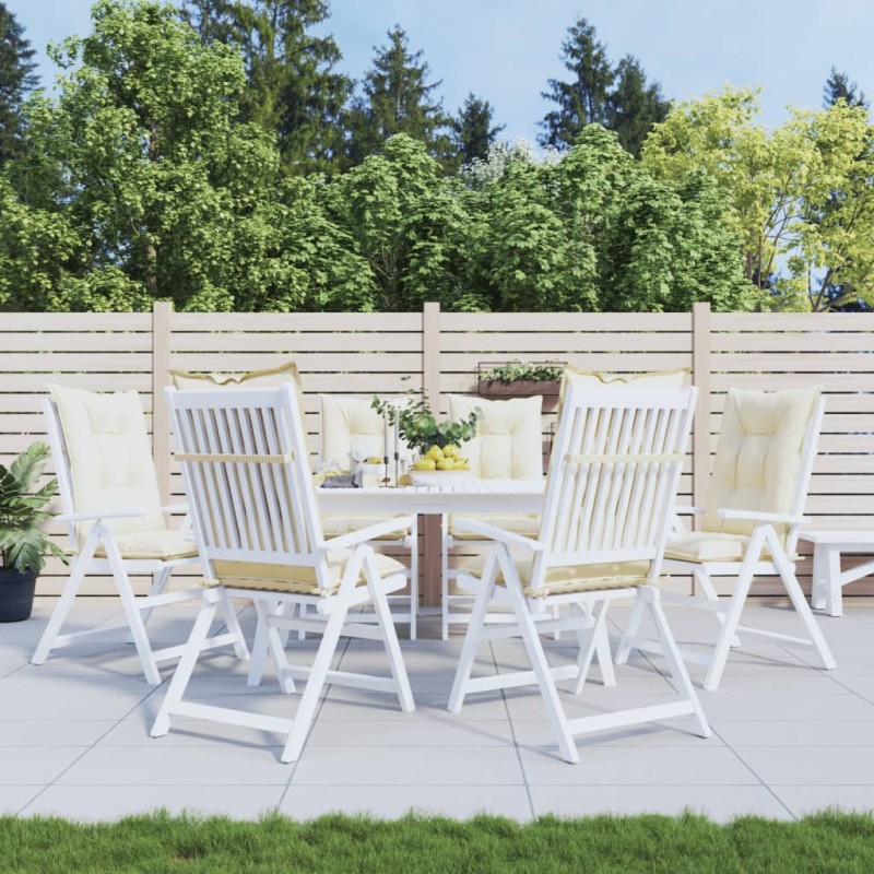 vidaXL Gartenstuhlauflagen für Hochlehner 6Stk. Creme 120x50x7cm Stoff vidaXL Gartenstuhlauflagen für Hochlehner 6Stk. Creme 120x50x7cm Stoff