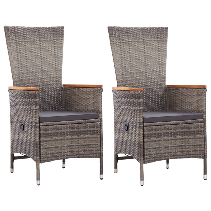 Gartenstühle 2 Stk. mit Auflagen Poly Rattan Grau Gartenstühle 2 Stk. mit Auflagen Poly Rattan Grau