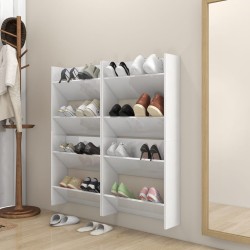 vidaXL Wand-Schuhschränke 4 Stk. Hochglanz-Weiß 60x18x60cm