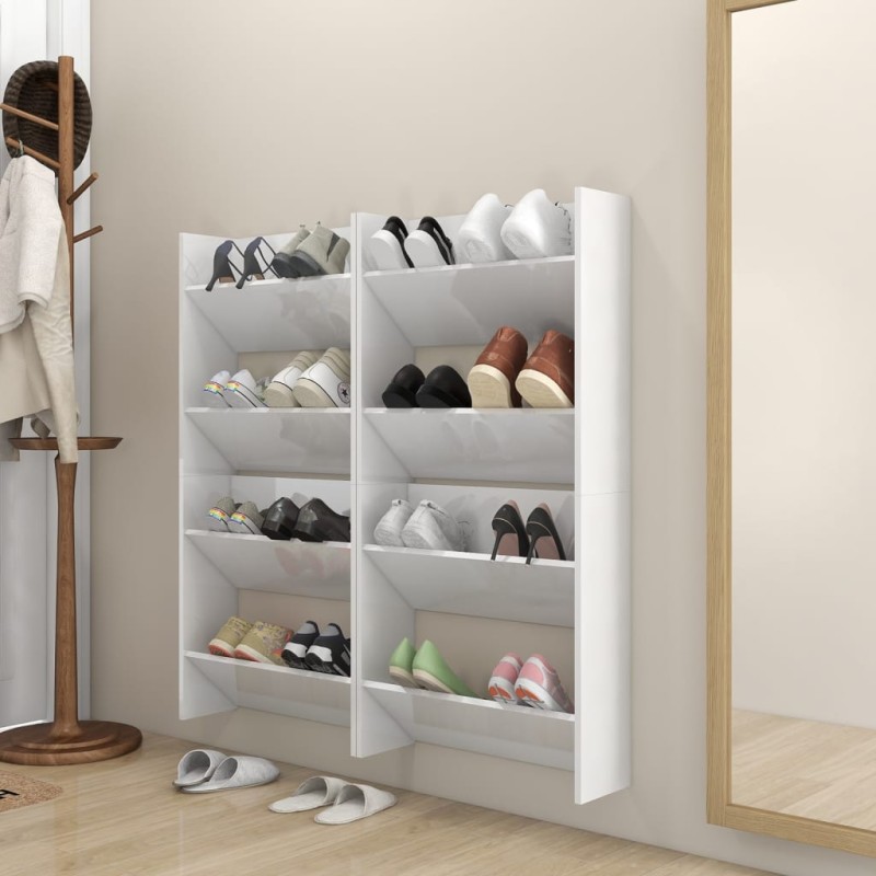 vidaXL Wand-Schuhschränke 4 Stk. Hochglanz-Weiß 60x18x60cm vidaXL Wand-Schuhschränke 4 Stk. Hochglanz-Weiß 60x18x60cm