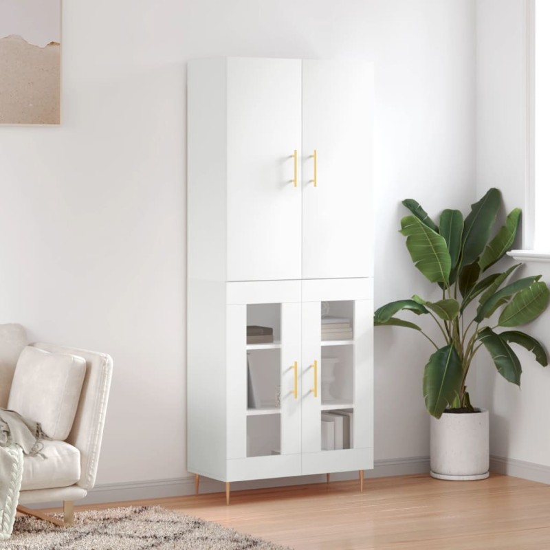 vidaXL Highboard Hochglanz-Weiß 69,5x34x180 cm Holzwerkstoff vidaXL Highboard Hochglanz-Weiß 69,5x34x180 cm Holzwerkstoff