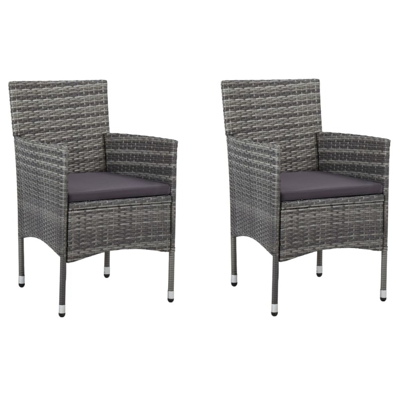 Garten-Essstühle 2 Stk. Poly Rattan Grau Garten-Essstühle 2 Stk. Poly Rattan Grau