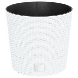 vidaXL Pflanzkübel mit herausnehmbaren Einsatz Weiß 15/15,3L PP-Rattan