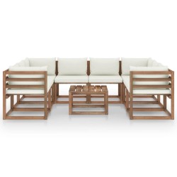 vidaXL 9-tlg. Garten-Lounge-Set mit Kissen in Creme