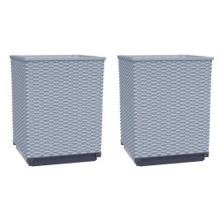 vidaXL Pflanzkübel 2 Stk. Hellgrau 30x30x37 cm Polypropylen