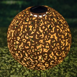 HI LED-Solar-Garten-Kugelleuchte 28,5 cm Metall Braun