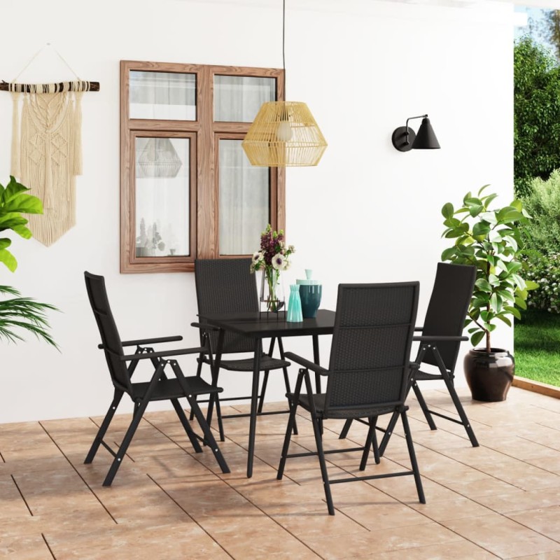 vidaXL 5-tlg. Garten-Essgruppe Schwarz vidaXL 5-tlg. Garten-Essgruppe Schwarz