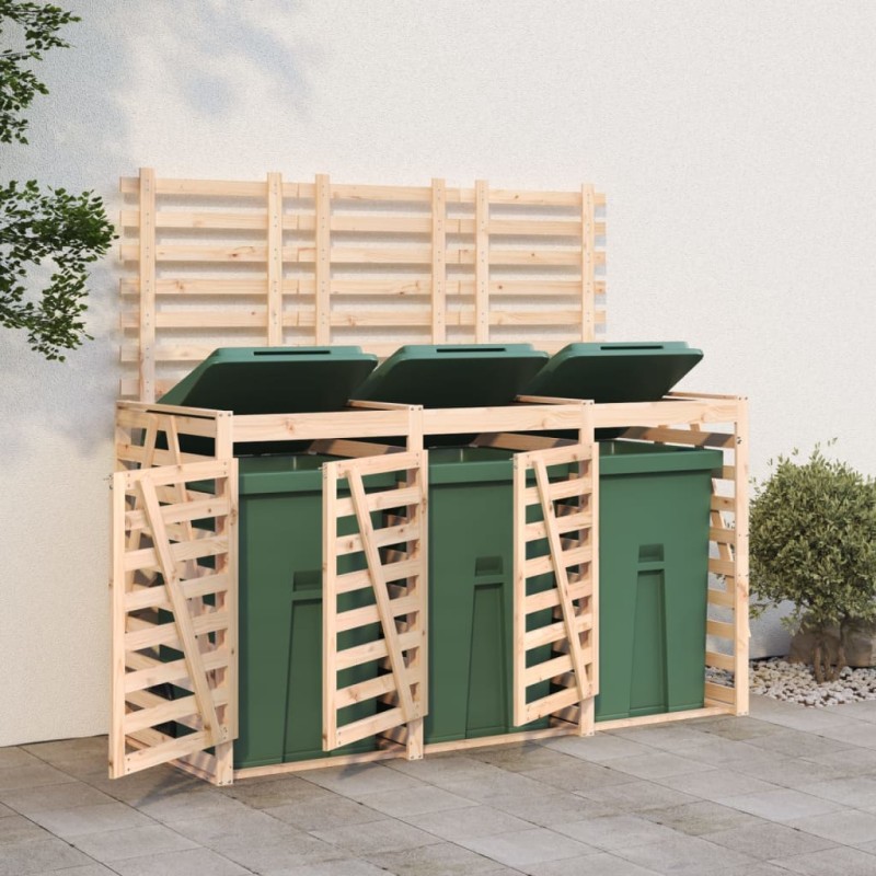 vidaXL Mülltonnenbox für 3 Tonnen Massivholz Kiefer vidaXL Mülltonnenbox für 3 Tonnen Massivholz Kiefer