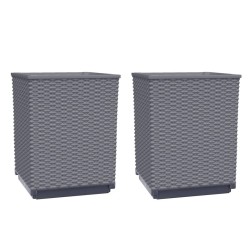 vidaXL Pflanzkübel 2 Stk. Dunkelgrau 30x30x37 cm Polypropylen