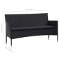 4-tlg. Garten-Lounge-Set mit Auflagen Poly Rattan Schwarz 4-tlg. Garten-Lounge-Set mit Auflagen Poly Rattan Schwarz