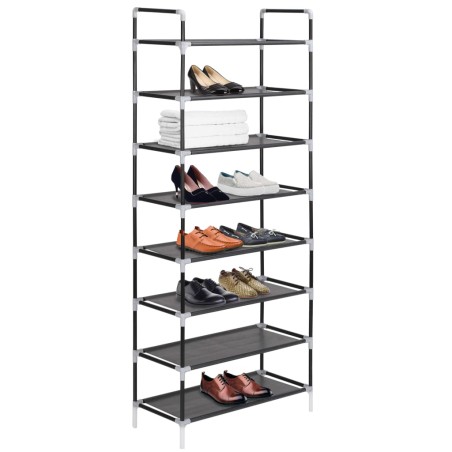 vidaXL Schuhregal mit 8 Ablagen Metall und Vliesstoff Schwarz