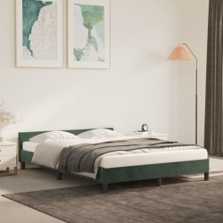 vidaXL Bettgestell mit Kopfteil Dunkelgrün 140x190 cm Samt