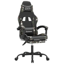 vidaXL Gamingstuhl mit Fußstütze Drehbar Schwarz Tarnfarben Kunstleder