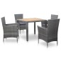 5-tlg. Garten-Essgruppe mit Auflagen Poly Rattan Grau 5-tlg. Garten-Essgruppe mit Auflagen Poly Rattan Grau