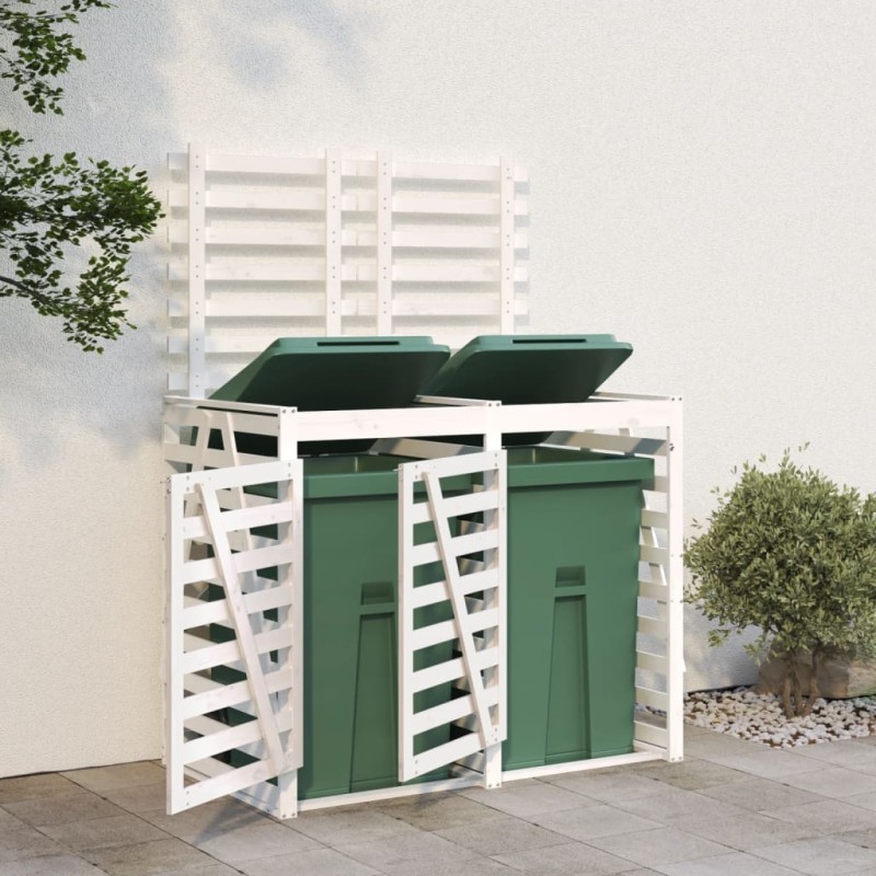 vidaXL Mülltonnenbox für 2 Tonnen Weiß Massivholz Kiefer vidaXL Mülltonnenbox für 2 Tonnen Weiß Massivholz Kiefer