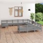 vidaXL 12-tlg. Garten-Lounge-Set Grau Massivholz Kiefer vidaXL 12-tlg. Garten-Lounge-Set Grau Massivholz Kiefer
