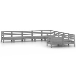 vidaXL 10-tlg. Garten-Lounge-Set Grau Massivholz Kiefer