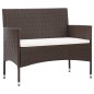 4-tlg. Garten-Lounge-Set mit Auflagen Poly Rattan Braun 4-tlg. Garten-Lounge-Set mit Auflagen Poly Rattan Braun