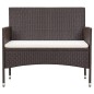 4-tlg. Garten-Lounge-Set mit Auflagen Poly Rattan Braun 4-tlg. Garten-Lounge-Set mit Auflagen Poly Rattan Braun