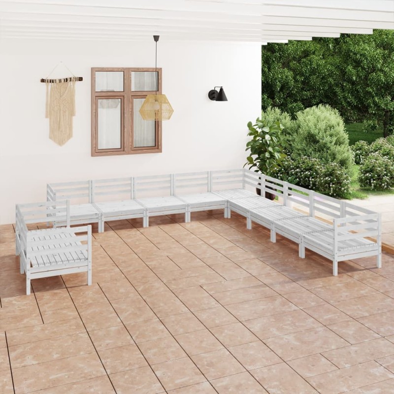 vidaXL 11-tlg. Garten-Lounge-Set Massivholz Kiefer Weiß vidaXL 11-tlg. Garten-Lounge-Set Massivholz Kiefer Weiß