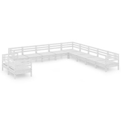vidaXL 11-tlg. Garten-Lounge-Set Massivholz Kiefer Weiß