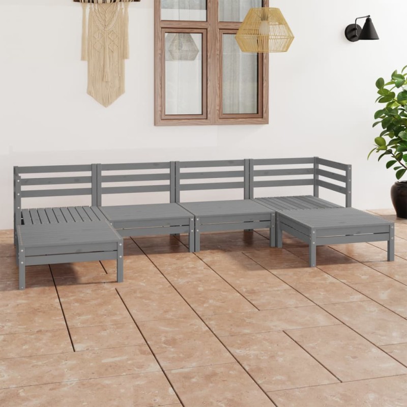 vidaXL 6-tlg. Garten-Lounge-Set Grau Massivholz Kiefer vidaXL 6-tlg. Garten-Lounge-Set Grau Massivholz Kiefer