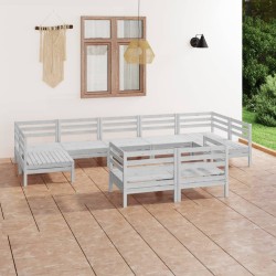 vidaXL 9-tlg. Garten-Lounge-Set Weiß Massivholz Kiefer