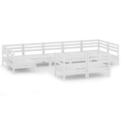 vidaXL 9-tlg. Garten-Lounge-Set Weiß Massivholz Kiefer
