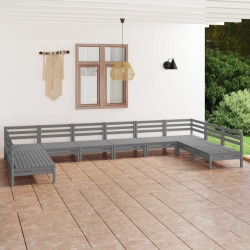 vidaXL 10-tlg. Garten-Lounge-Set Grau Massivholz Kiefer