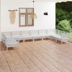 vidaXL 10-tlg. Garten-Lounge-Set Weiß Massivholz Kiefer