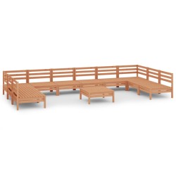 vidaXL 11-tlg. Garten-Lounge-Set Honigbraun Massivholz Kiefer