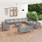vidaXL 14-tlg. Garten-Lounge-Set Massivholz Kiefer Grau vidaXL 14-tlg. Garten-Lounge-Set Massivholz Kiefer Grau