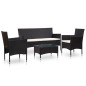 4-tlg. Garten-Lounge-Set mit Auflagen Poly Rattan Schwarz 4-tlg. Garten-Lounge-Set mit Auflagen Poly Rattan Schwarz