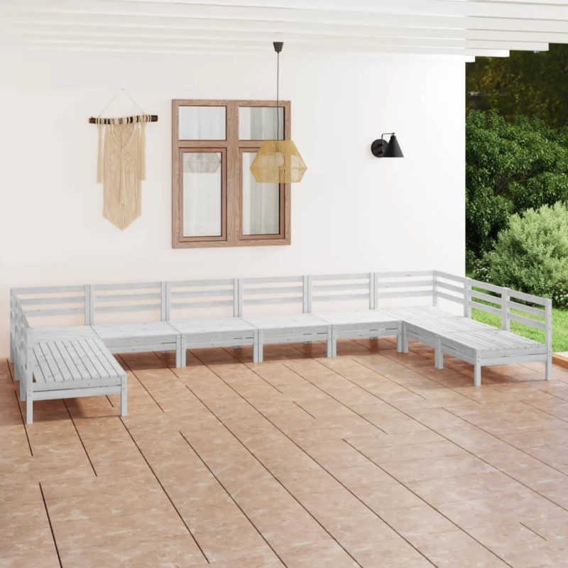 vidaXL 10-tlg. Garten-Lounge-Set Weiß Massivholz Kiefer vidaXL 10-tlg. Garten-Lounge-Set Weiß Massivholz Kiefer