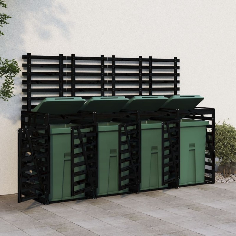 vidaXL Mülltonnenbox für 4 Tonnen Schwarz Massivholz Kiefer vidaXL Mülltonnenbox für 4 Tonnen Schwarz Massivholz Kiefer