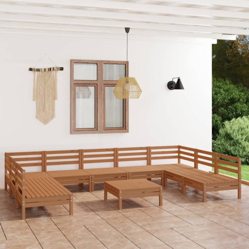 vidaXL 10-tlg. Garten-Lounge-Set Honigbraun Massivholz Kiefer vidaXL 10-tlg. Garten-Lounge-Set Honigbraun Massivholz Kiefer