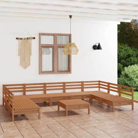 vidaXL 10-tlg. Garten-Lounge-Set Honigbraun Massivholz Kiefer