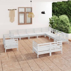 vidaXL 12-tlg. Garten-Lounge-Set Massivholz Kiefer Weiß