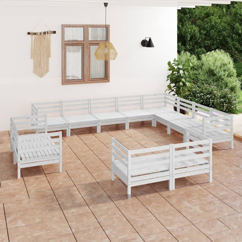 vidaXL 12-tlg. Garten-Lounge-Set Massivholz Kiefer Weiß vidaXL 12-tlg. Garten-Lounge-Set Massivholz Kiefer Weiß