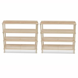 vidaXL Schuhregale mit 4 Böden 2 Stk. Massivholz Tanne