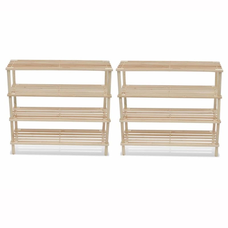 vidaXL Schuhregale mit 4 Böden 2 Stk. Massivholz Tanne vidaXL Schuhregale mit 4 Böden 2 Stk. Massivholz Tanne