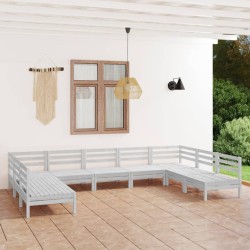 vidaXL 9-tlg. Garten-Lounge-Set Weiß Massivholz Kiefer