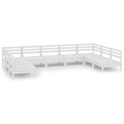 vidaXL 9-tlg. Garten-Lounge-Set Weiß Massivholz Kiefer