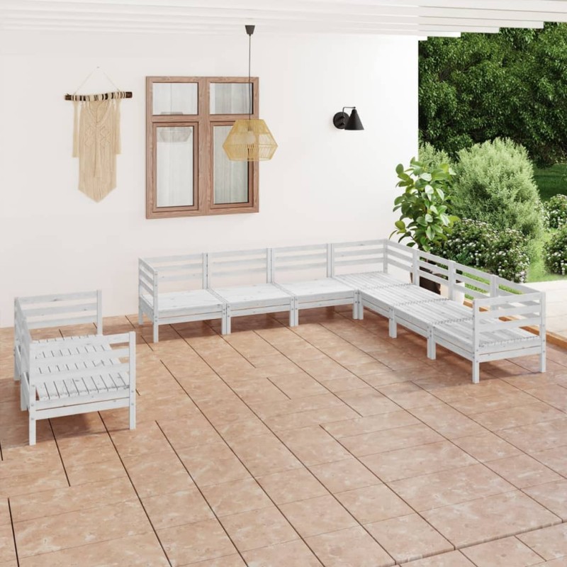vidaXL 9-tlg. Garten-Lounge-Set Massivholz Kiefer Weiß vidaXL 9-tlg. Garten-Lounge-Set Massivholz Kiefer Weiß