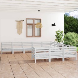 vidaXL 11-tlg. Garten-Lounge-Set Weiß Massivholz Kiefer