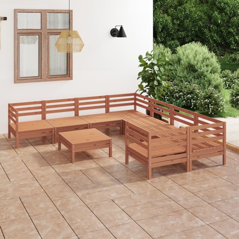 vidaXL 9-tlg. Garten-Lounge-Set Honigbraun Massivholz Kiefer vidaXL 9-tlg. Garten-Lounge-Set Honigbraun Massivholz Kiefer
