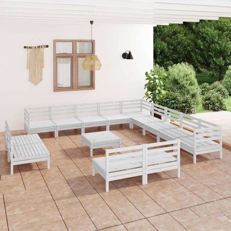 vidaXL 14-tlg. Garten-Lounge-Set Massivholz Kiefer Weiß vidaXL 14-tlg. Garten-Lounge-Set Massivholz Kiefer Weiß